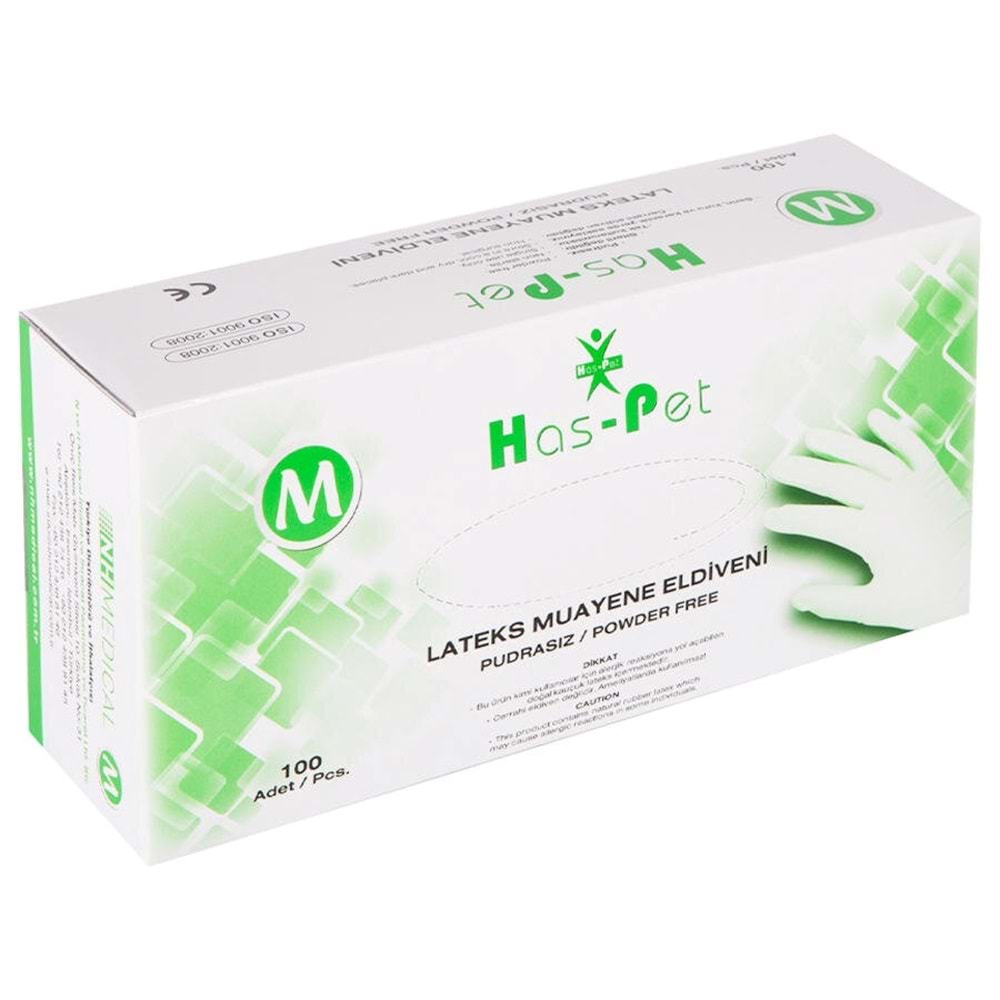 HASPET LATEKS PUDRASIZ MEDIUM 100'LÜ MUAYENE ELDİVENİ