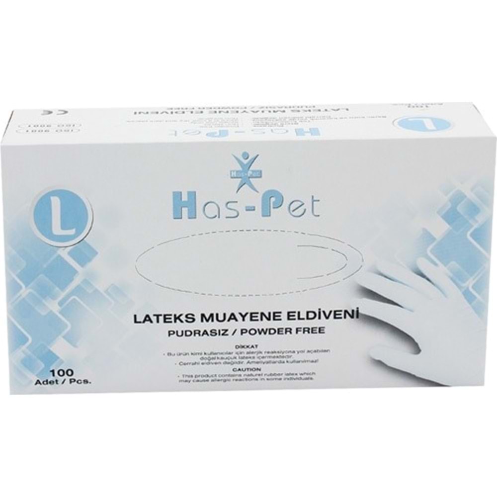 HASPET LATEKS PUDRASIZ LARGE 100'LÜ MUAYENE ELDİVENİ