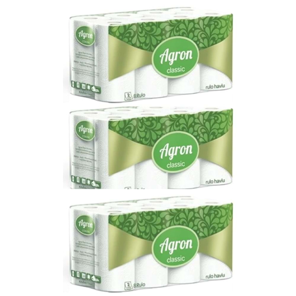 AGRON CLASSIC RULO HAVLU 8*3 PAKET