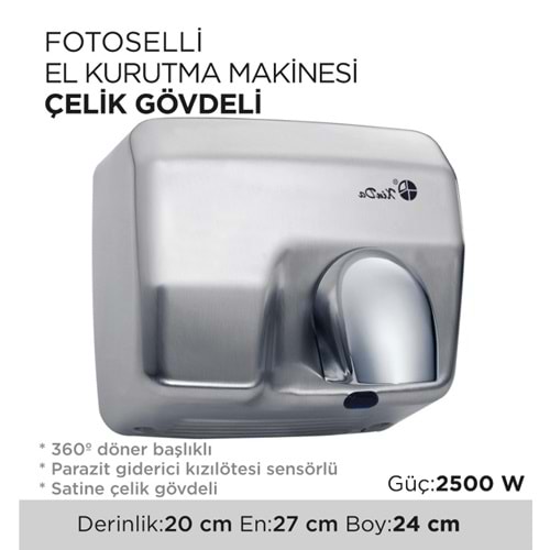 FOTOSELLİ EL KURUTMA MAKİNESİ ÇELİK GÖVDELİ